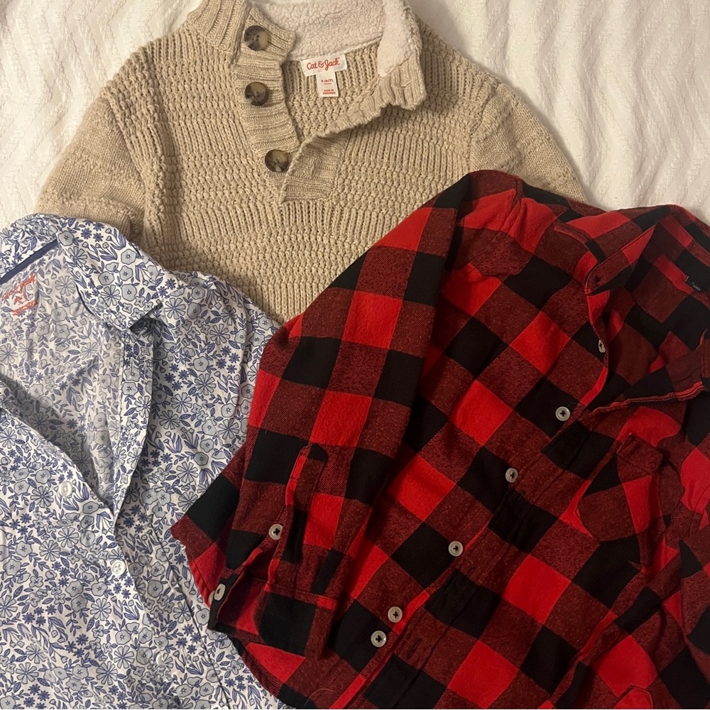 Cozy Beige Sweater and Button Up Shirt Set